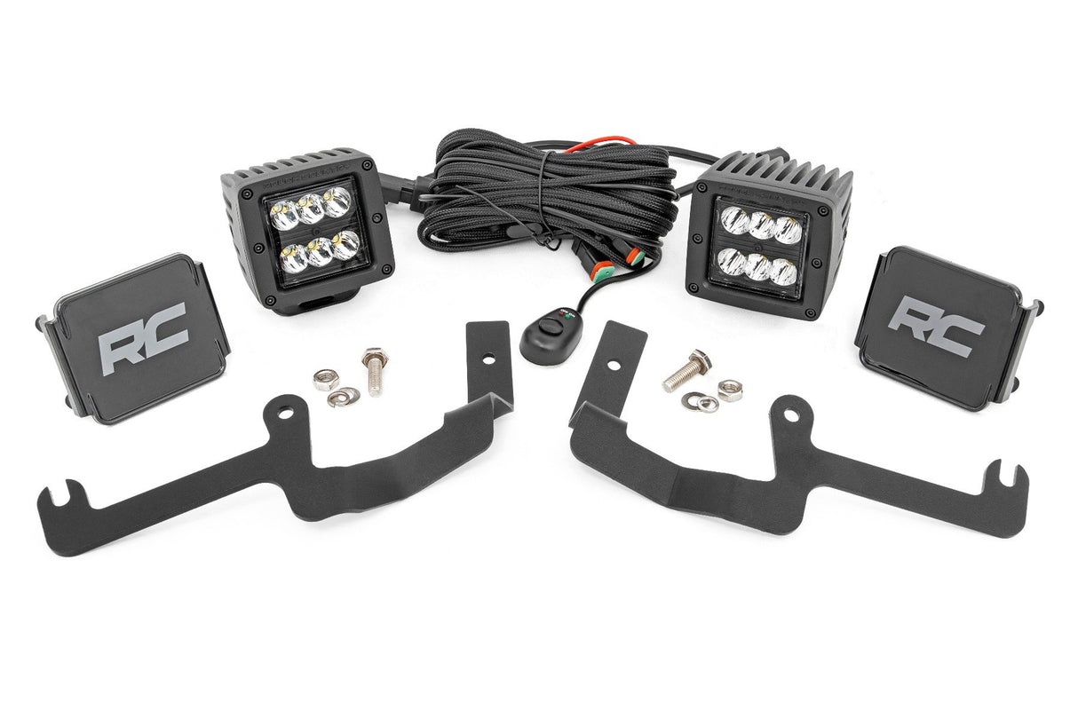 LED Light Kit | Ditch Mount | 2" Black Pair | Spot | Chevy Silverado 1500 (19-26)
