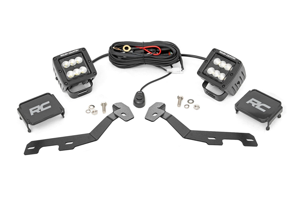 LED Light Kit | Ditch Mount | 2" Black Pair | Flood | Ram 1500 2WD/4WD (19-26)