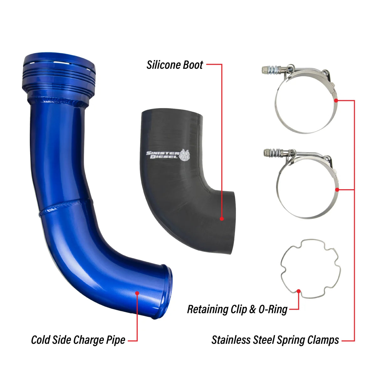Sinister Diesel 17-21 Ford Powerstroke 6.7L Cold Side Charge Pipe - Gray