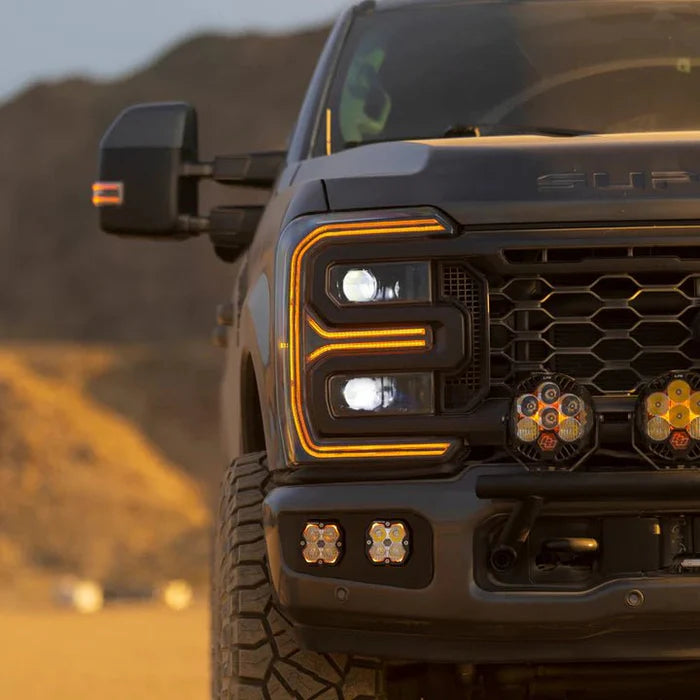 AlphaRex 2023-2026 Ford F-250 SD LUXX LED Proj Headlights Blk w/Activ Light/Seq Signal/Switchback