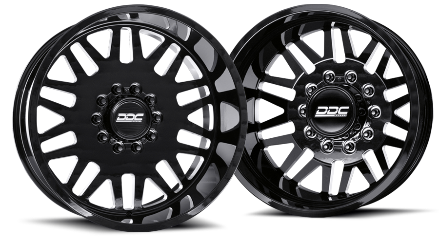 Dually Wheels Aftermath Black/Mill 22x8.25 8x200 SS Fronts 19-25 Dodge Ram 3500 DDC Wheels