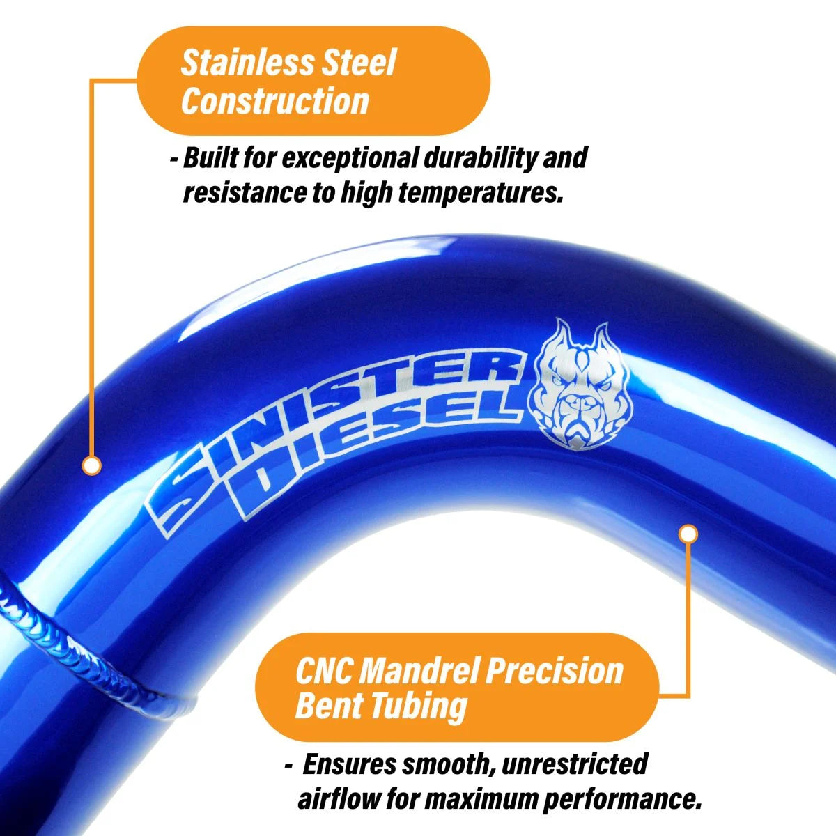 Sinister Diesel Charge Pipe Kit w/ Intake Elbow for 1999.5-2003 Ford Powerstroke 7.3L