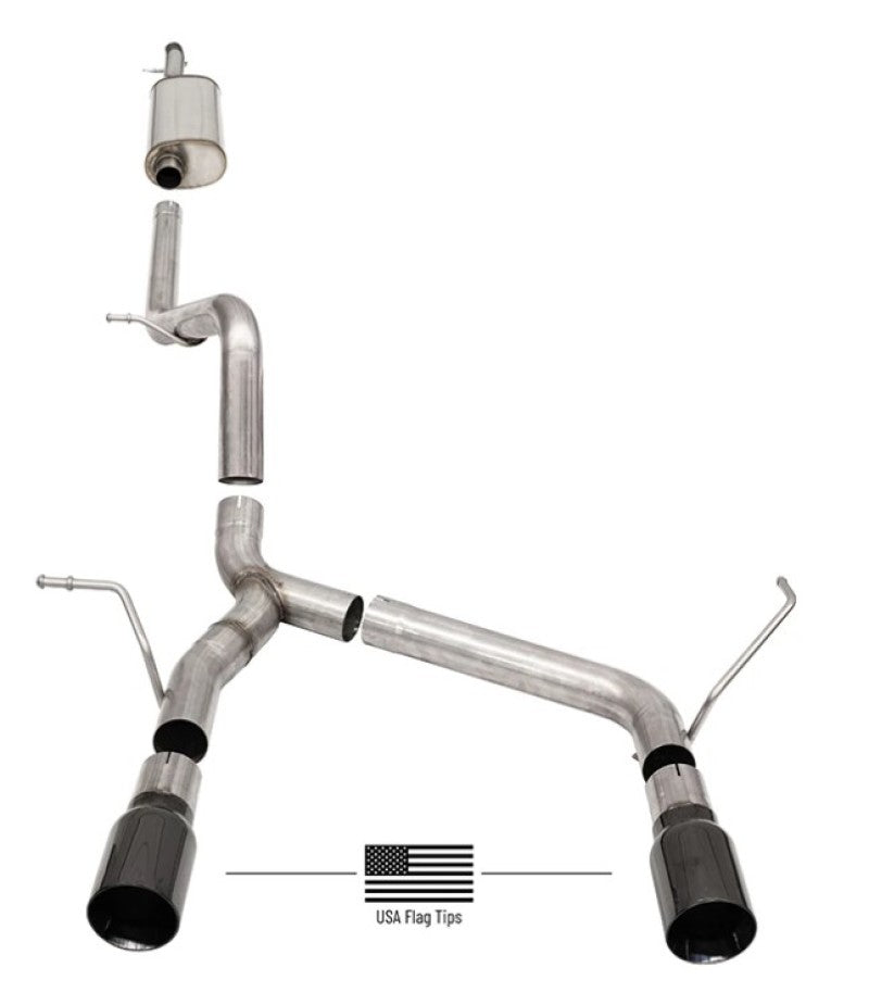 Corsa 07-18 Jeep Wrangler JKU 3.6L/3.8L 2.75in Sport Cat-Back Exhaust w/ 4in American Flag BlacTips