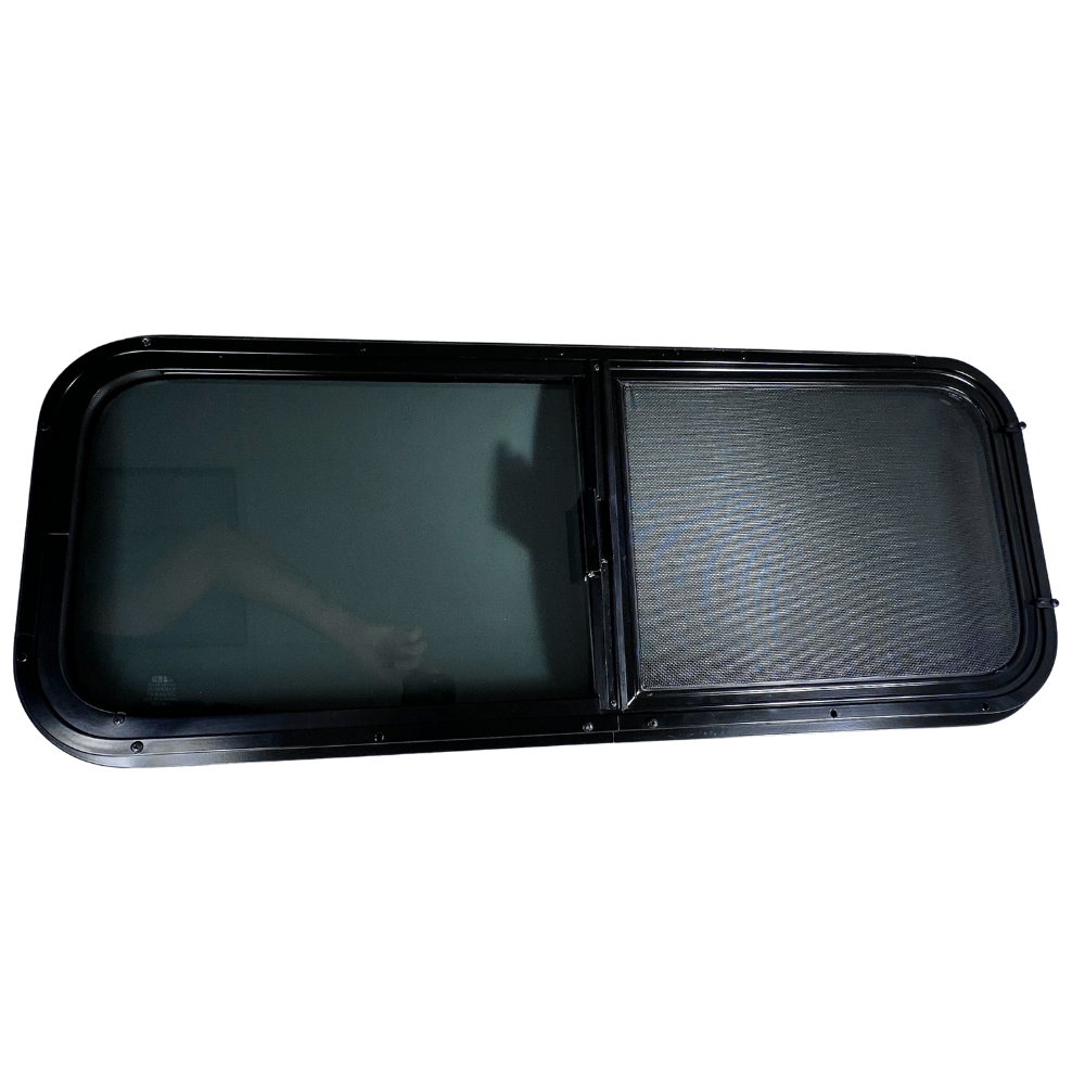 CRL Glass Slider Window w/ Clamp Ring (Driver Side) for Sprinter Van Wideout
