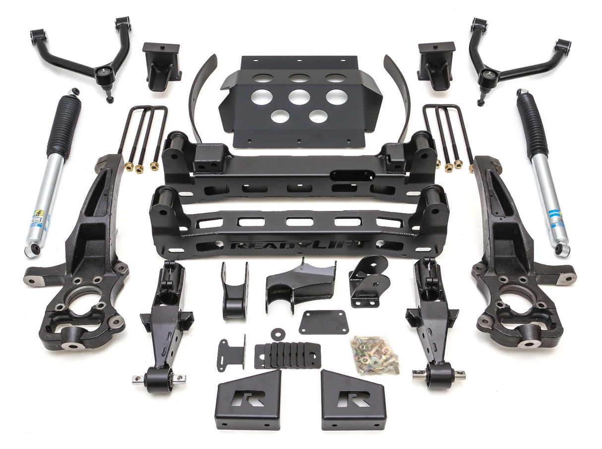 ReadyLIFT 44-3985 - 2019-2022 Chevrolet/GMC 1500 8'' Big Lift Kit with Upper Control Arms and rear Bilstein Shocks
