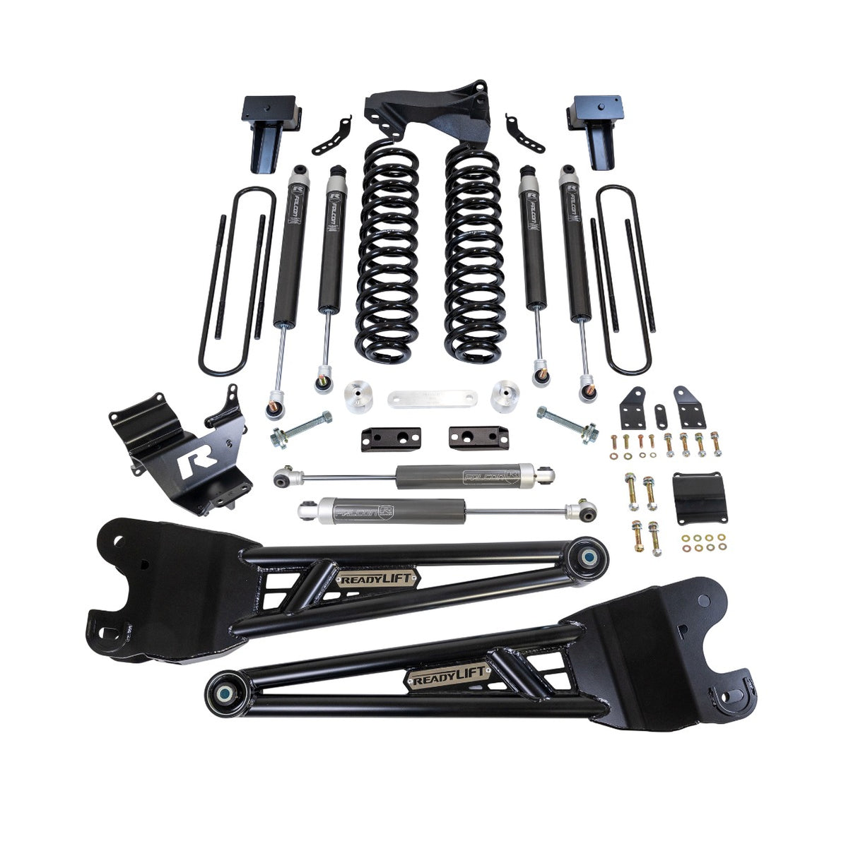 ReadyLIFT 49-23421 - 2023-2026 Ford F250/F350 Diesel 4'' Coil Spring Lift Kit with Falcon 1.1 Monotube Front/Rear Shocks, Radius Arms, Dual Steering Stabilizer, and Front Track Bar Bracket