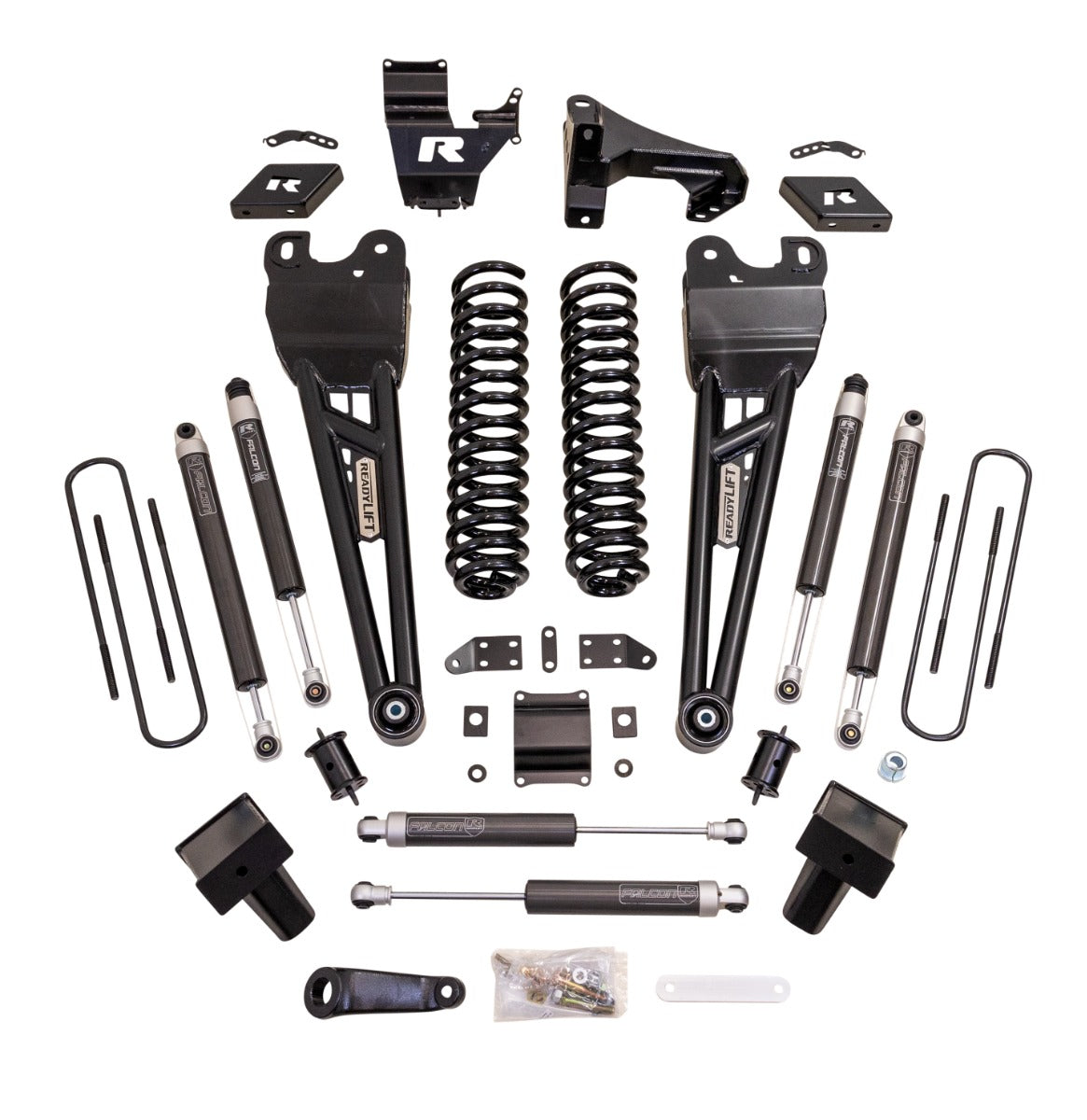 ReadyLIFT 49-23621 - 2023-2026 Ford F250/F350 Diesel 6'' Coil Spring Lift Kit with Falcon 1.1 Monotube Front/Rear Shocks, Radius Arms, Dual Steering Stabilizer, and Front Track Bar Bracket