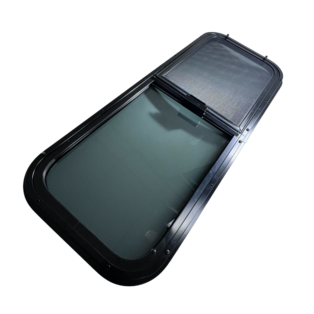 CRL Glass Slider Window w/ Clamp Ring (Passenger Side) for Sprinter Van Wideouts