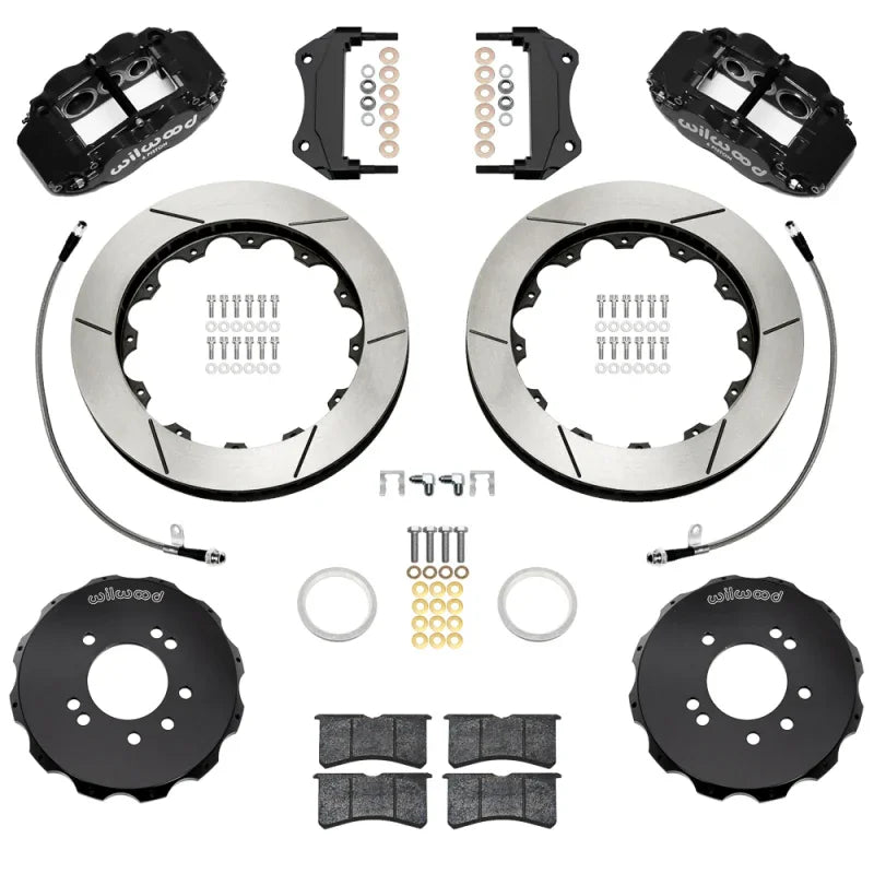 Wilwood 95-98 Nissan Skyline Superlite 6R Front BBK w/ 12.88in Slotted Rotors & Flexlines - Black