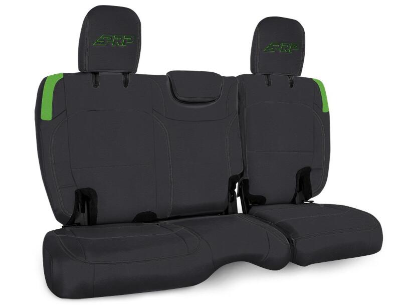 PRP Jeep Wrangler JL Rear Bench CoversU - 4 door with no armrest - Black/Green