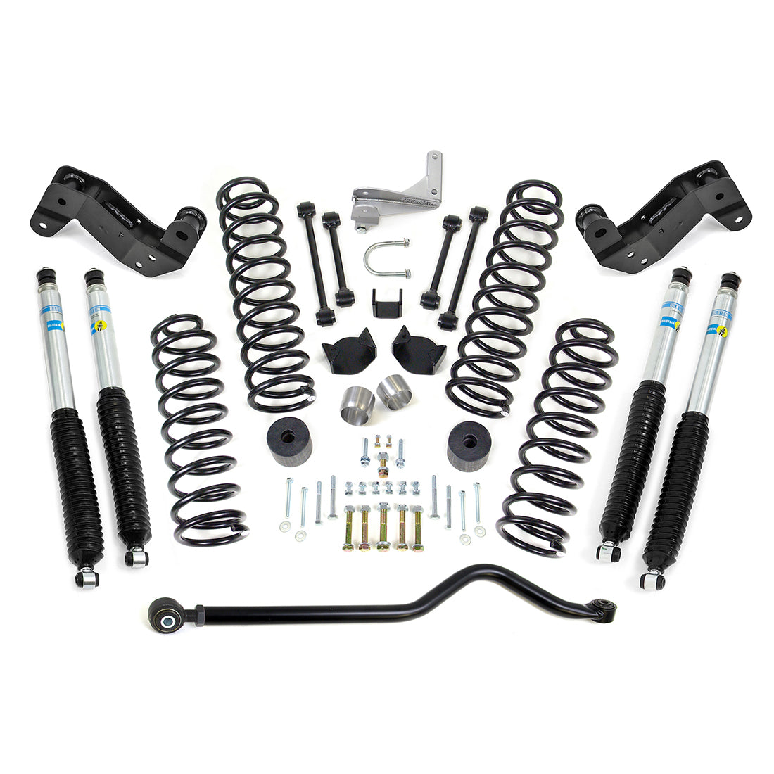 ReadyLIFT 69-6404 - 2017-2018 Jeep JK 4'' Coil Spring Kit with Adjustable Track Bar, Caster Correction Bracket, Exhaust Spacer with Bilstein Shocks