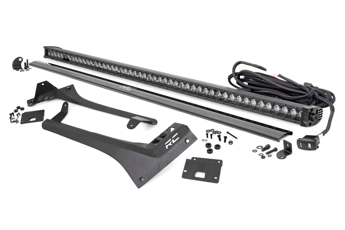 LED Light Kit | Windshield | 50" BLK Single Row | WHT DRL | Jeep Gladiator JT/Wrangler JL (18-26)