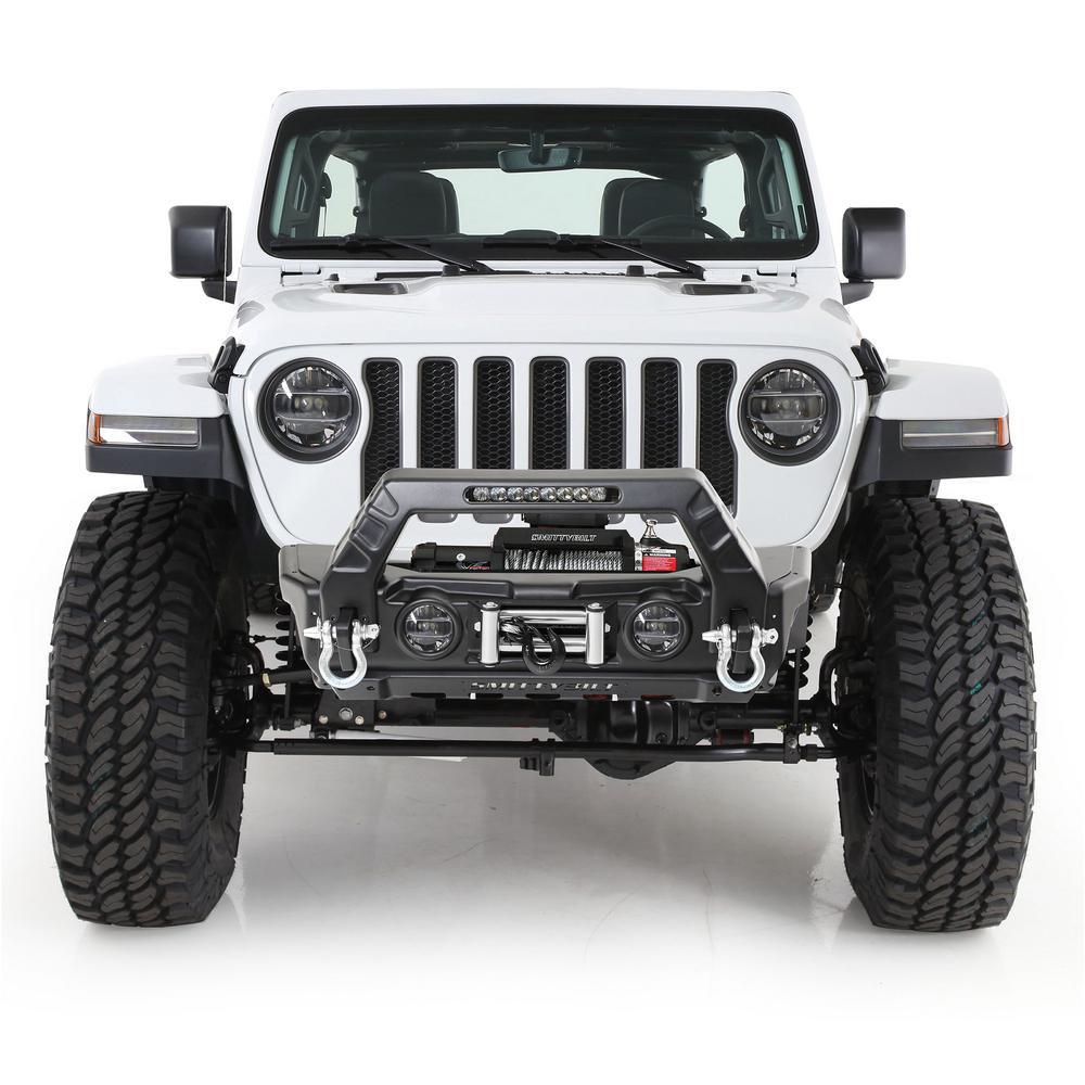 Smittybilt Stryker Front Bumper Center Section 76730 installed on Jeep