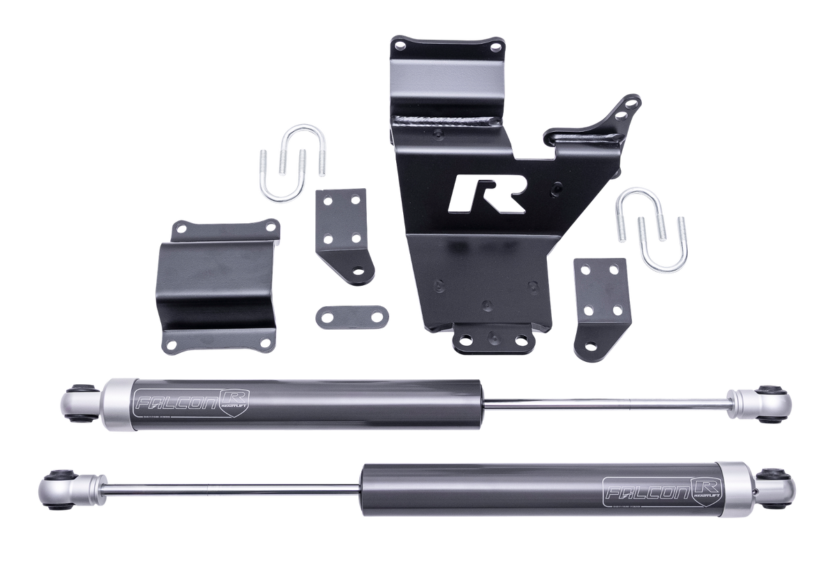 ReadyLIFT 77-23201 - 2005-2026 Ford F450/ F550 10-Lug Dual Steering Stabilizer with Falcons