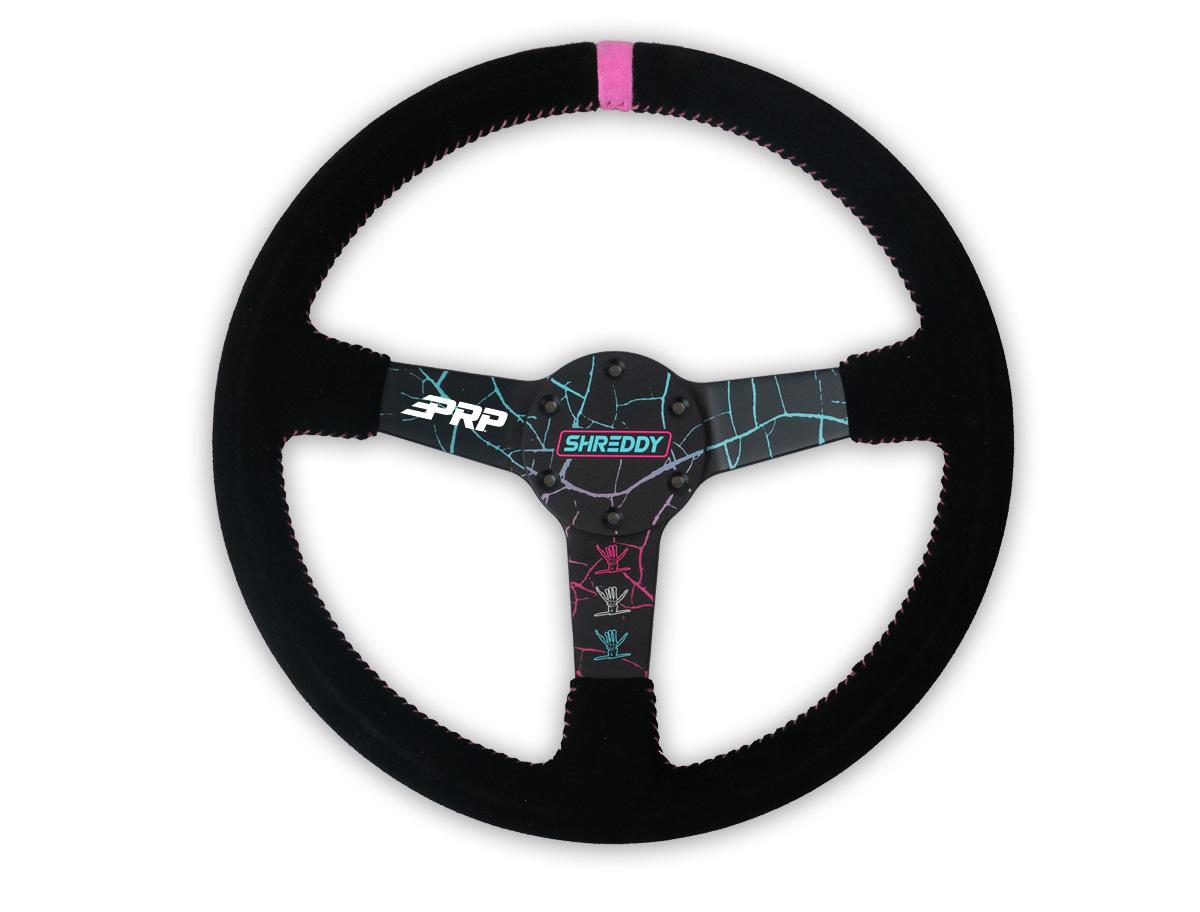 PRP X Shreddy Cracked Steering Wheel, Deep Dish Crackled Pink