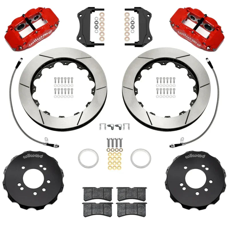 Wilwood 95-98 Nissan Skyline Superlite 6R Front BBK w/ 12.88in Slotted Rotors & Flexlines - Red