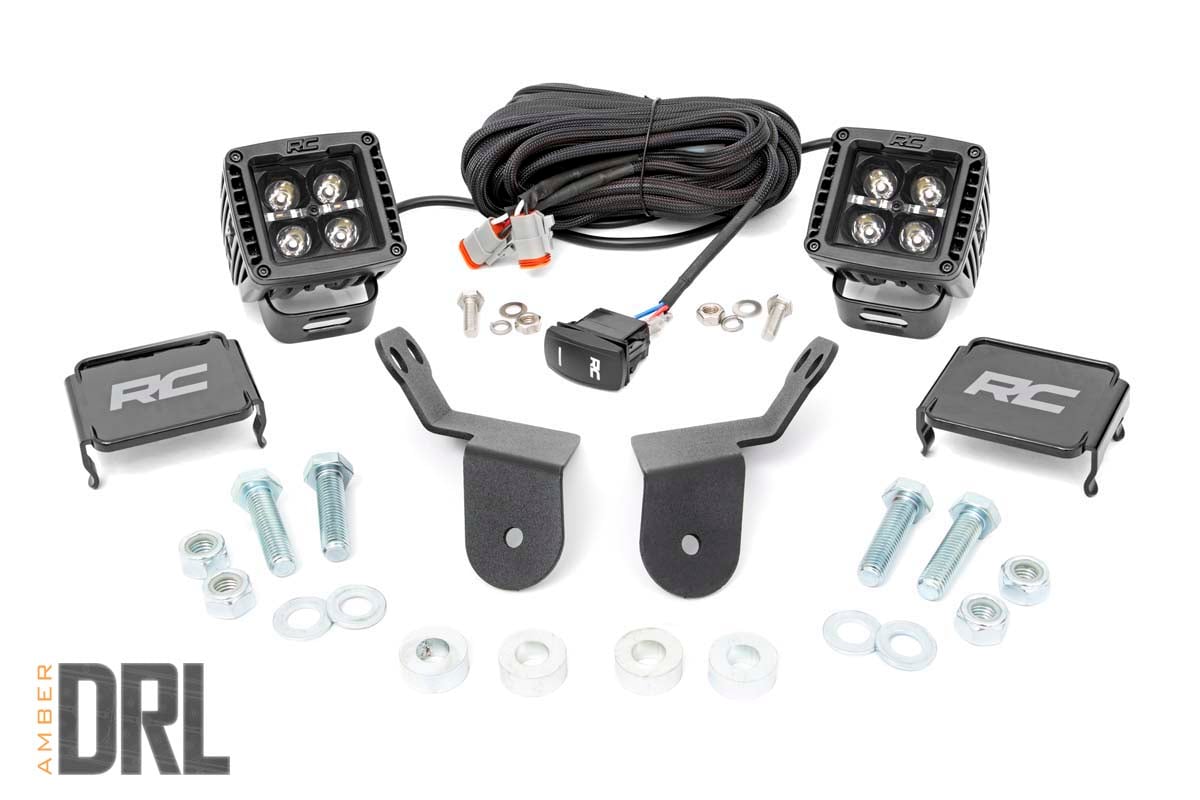 LED Light Kit | Cage Mount | 2" Black Pair | Amber DRL | Honda Pioneer 1000/Pioneer 1000-6