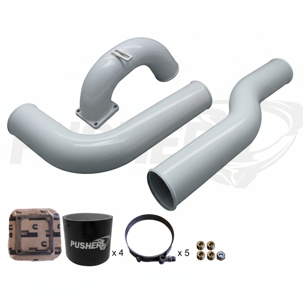 Pusher 3.5" MEGA Intake System with 3.5" Passenger Side Intercooler Tube - White