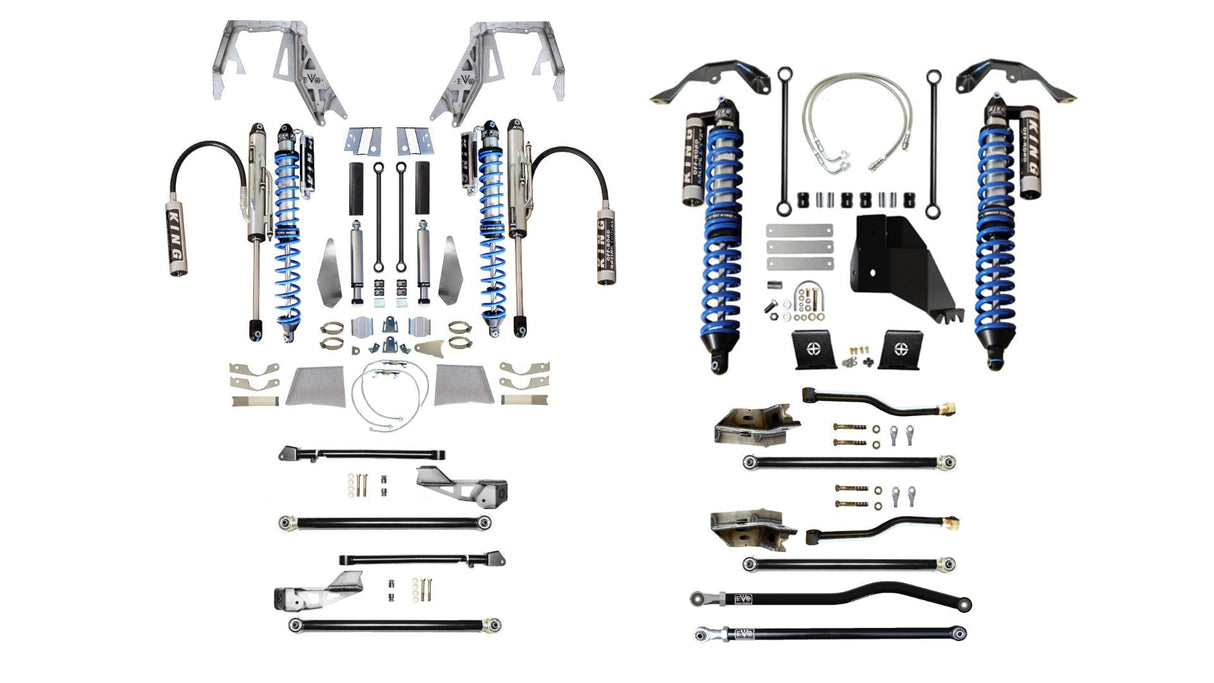 EVO MFG 2020-2024 Jeep Gladiator JT (DIESEL) KING Front Double Throw Down Rear 2.5 Inch KING Coilover Bypass LONG ARM PRO PLUS