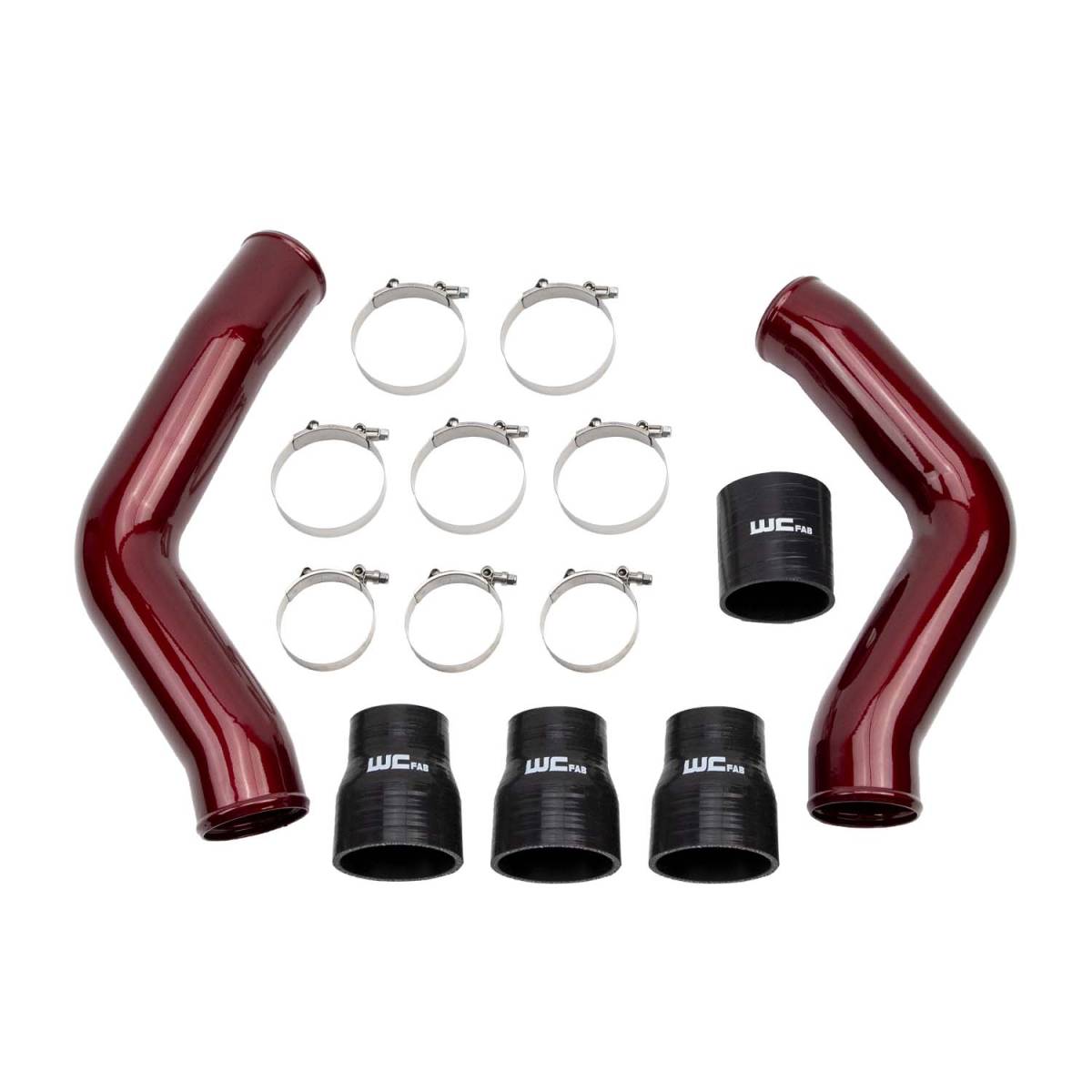 Wehrli Stage 1 High Flow Intake Bundle Kit for 2013-2018 6.7L Cummins in WCFab Red, 3.5 inch hot and cold side intercooler pipes