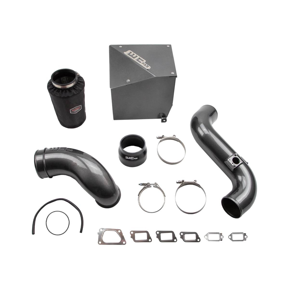 Wehrli 4 inch Stage 2 intake kit with air box for 2011-2016 LML Duramax in WCFab Grey