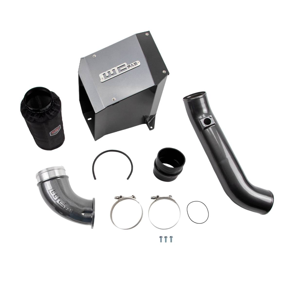Wehrli 4 inch Stage 2 intake kit with air box for 2001-2004 LB7 Duramax in WCFab Grey