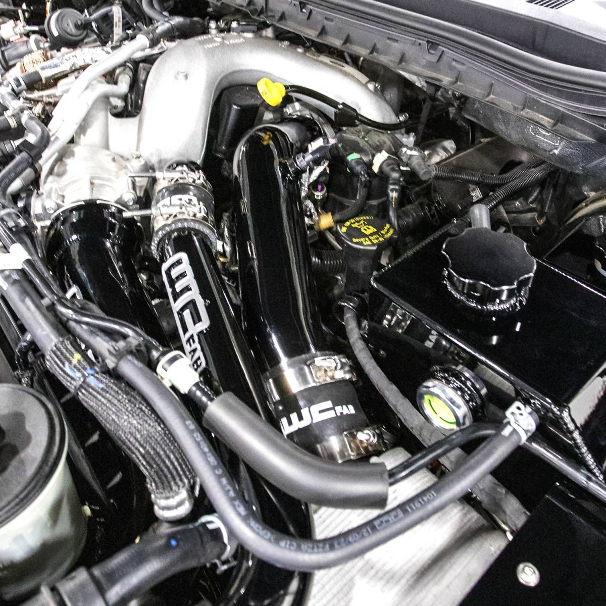 Wehrli High Output hot side intercooler pipe installed on a 6.7L Power Stroke Super Duty