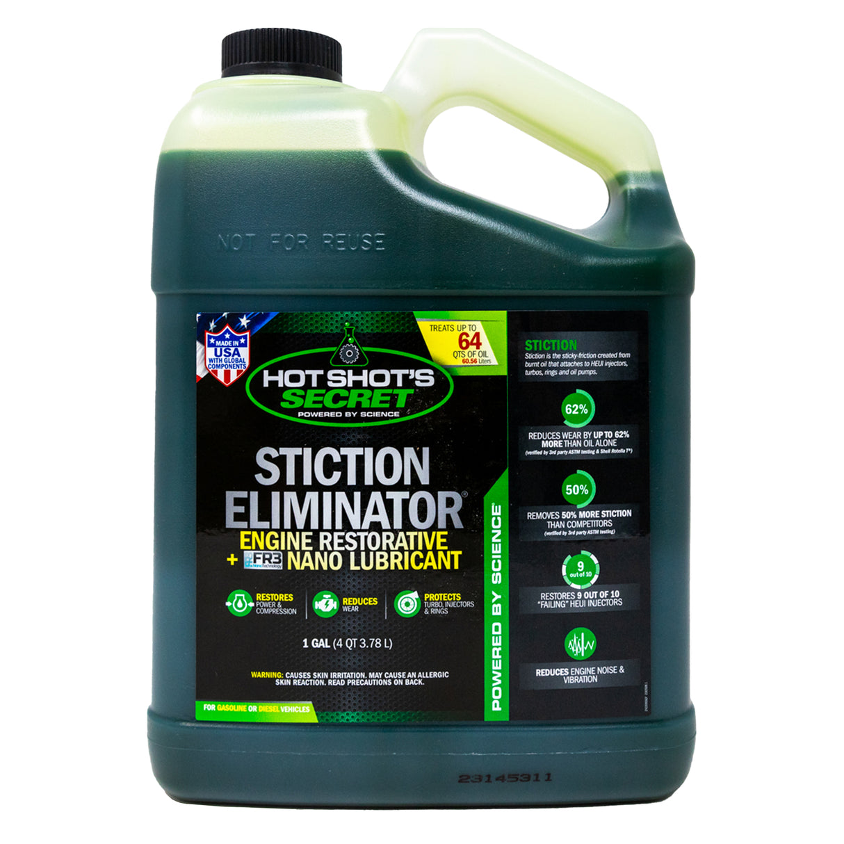 Hot Shot's Secret STICTION ELIMINATOR Engine Oil Additive - 1 GALLON