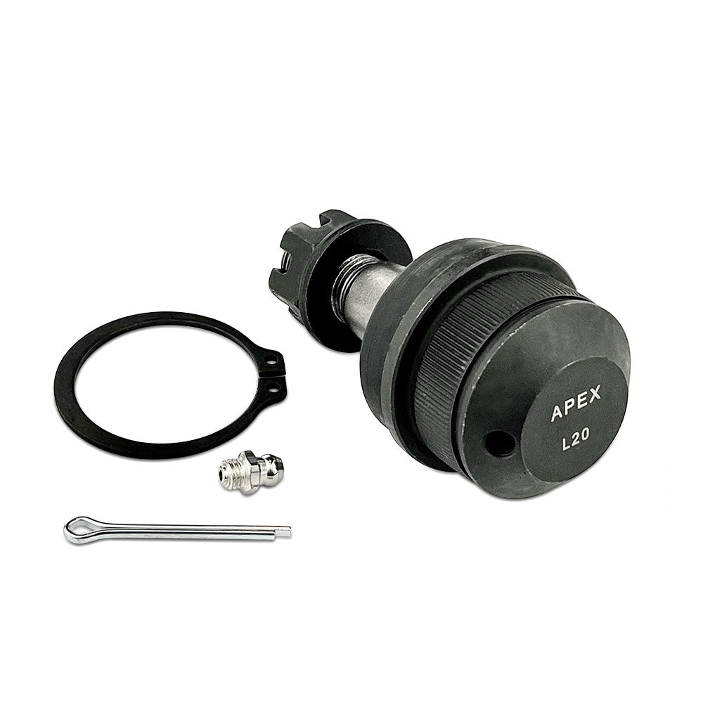 Apex Chassis Heavy Duty Ball Joint Kit Fits: 90-01 Jeep Cherokee 90-92 Comanche 93-98 Grand Cherokee 93 Grand Wagoneer 97-06 Wrangler TJ 60-06 Wrangler YJ Includes: 1 Upper & 1 Lower
