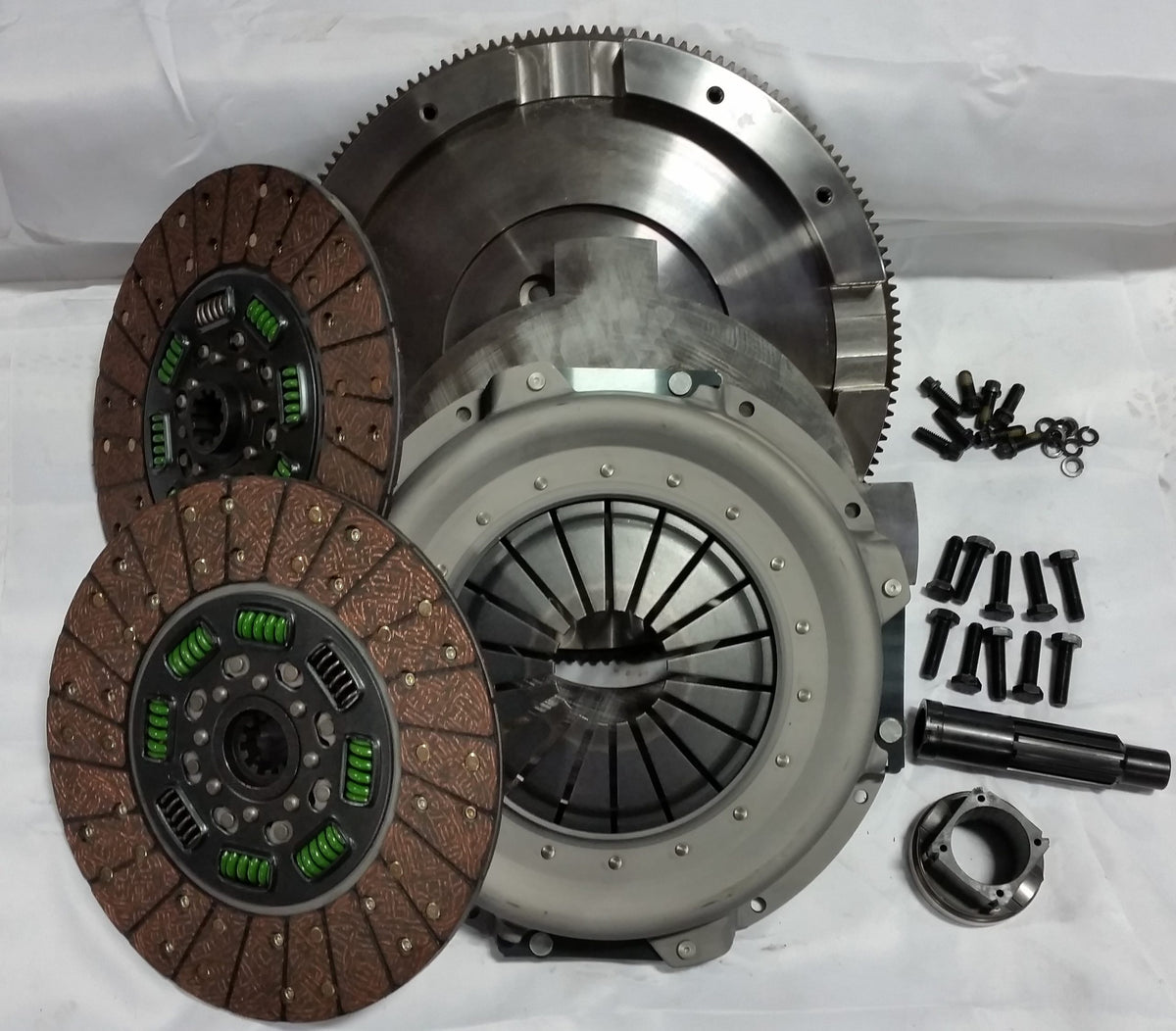 Valair 2003-2007 Ford F-250/F-350 Super Duty 6.0L Powerstroke ZF6 6-Speed Organic Spring Hub Dual Disc Clutch Kit w/ Solid Flywheel - 550HP/1100 ft-lb