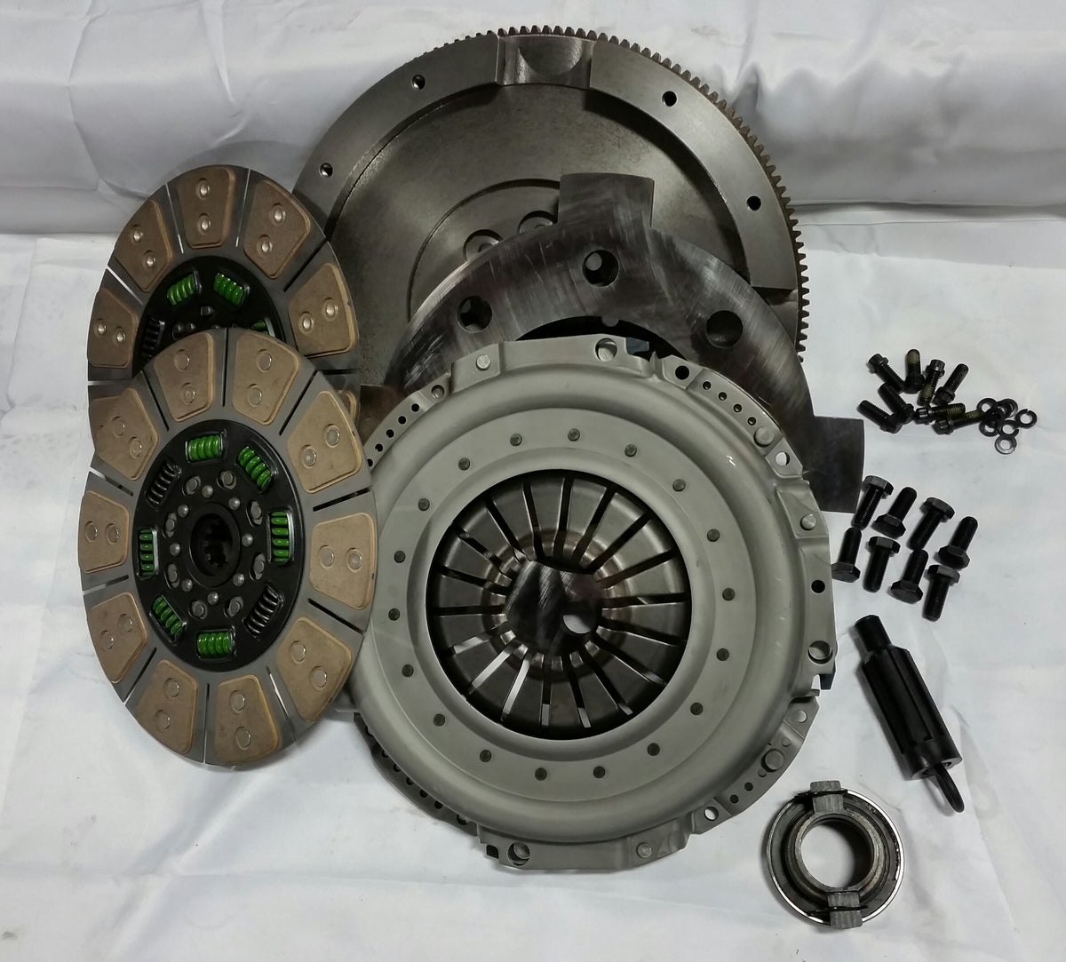 Valair 1994-2003 Dodge Ram 2500/3500 5.9L Cummins NV4500 5-Speed Ceramic Spring Hub Dual Disc Clutch Kit w/ Nodular Iron Flywheel - 700HP/1400 ft-lb