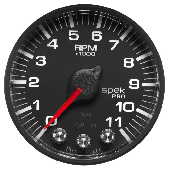 Autometer Spek-Pro Gauge Tach 2 1/16in 11K Rpm W/ Shift Light & Peak Mem - Blk/Blk