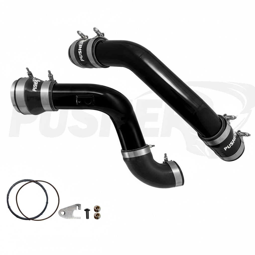 Pusher 3" Hot & Cold Side Charge Tubes for 2017-2022 Ford F250/350 6.7L Powerstroke w/ Throttle Valve Adapter
