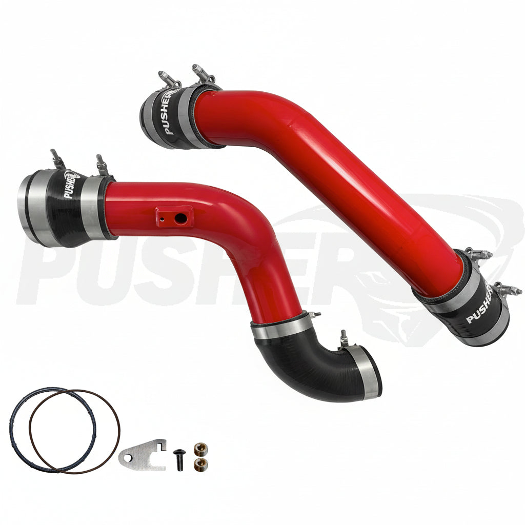 Pusher 3" Hot & Cold Side Charge Tubes for 2017-2022 Ford F250/350 6.7L Powerstroke w/ Throttle Valve Adapter