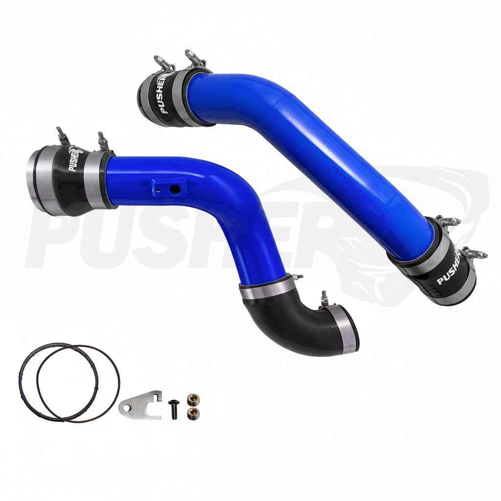 Pusher 3" Hot & Cold Side Charge Tubes for 2017-2022 Ford F250/350 6.7L Powerstroke w/ Throttle Valve Adapter