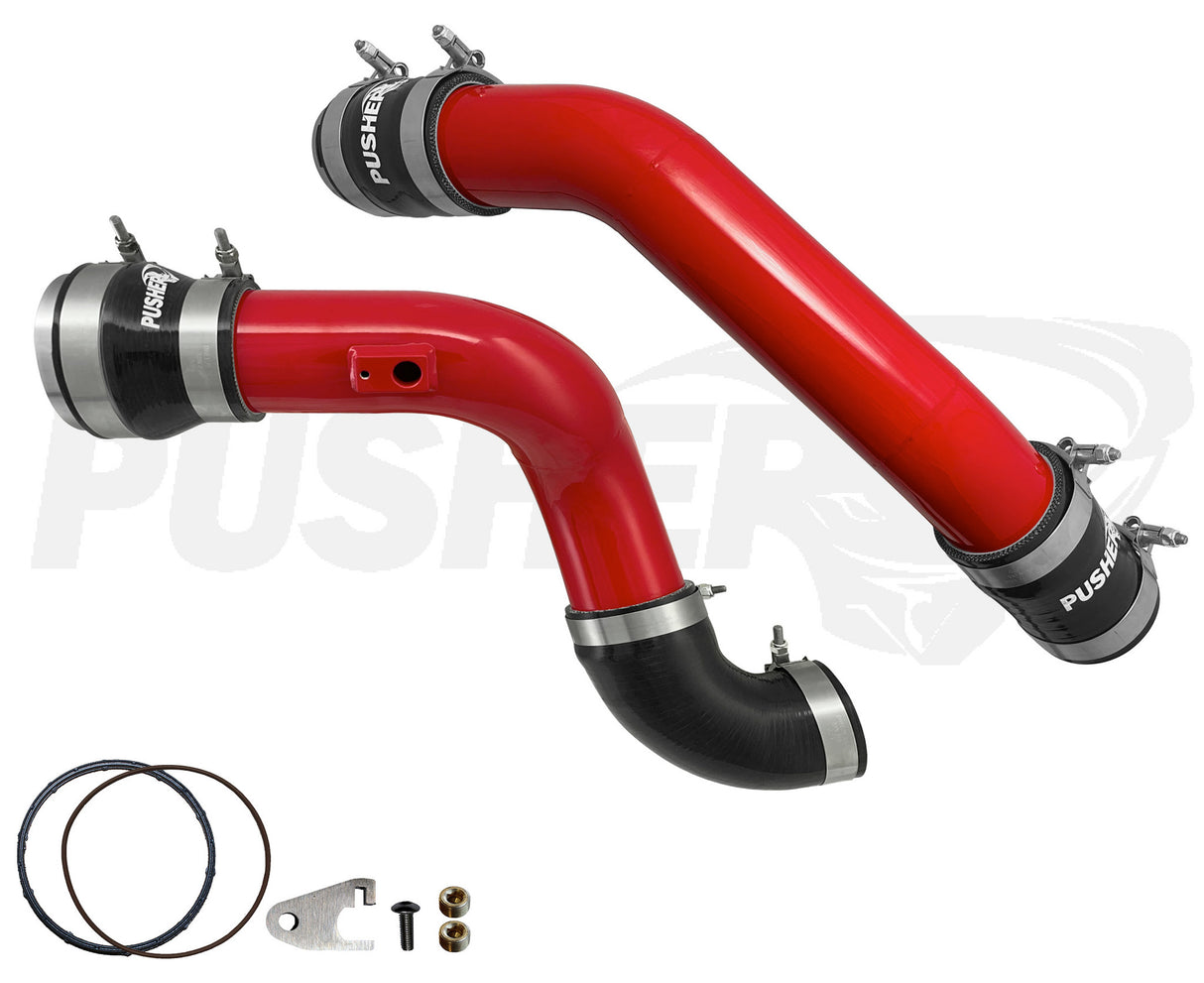 Pusher 3" Hot & Cold Side Charge Tubes for 2023+ Ford F250/350 6.7L Powerstroke w/ Throttle Valve Adapter - 8
