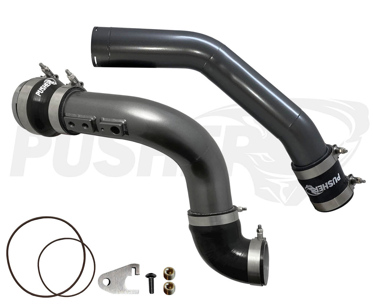 Pusher 3" Hot & Cold Side Charge Tubes for 2023+ Ford F250/350 6.7L Powerstroke w/ Throttle Valve Adapter - 2
