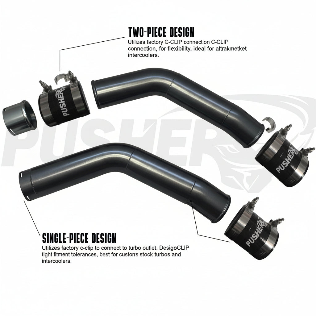 Pusher 3" Hot & Cold Side Charge Tubes for 2017-2022 Ford F250/350 6.7L Powerstroke w/ Throttle Valve Adapter
