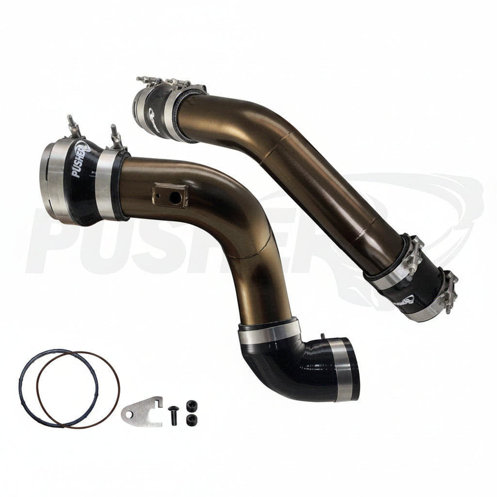 Pusher 3" Hot & Cold Side Charge Tubes for 2017-2022 Ford F250/350 6.7L Powerstroke w/ Throttle Valve Adapter