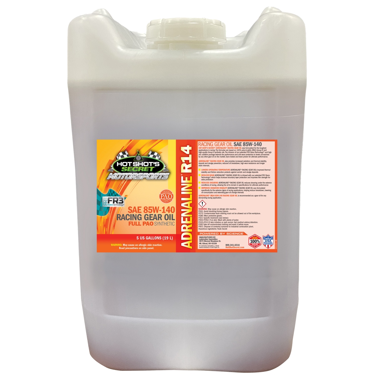 Hot Shot's Secret ADRENALINE R14 85W-140 GEAR - 5 GALLON