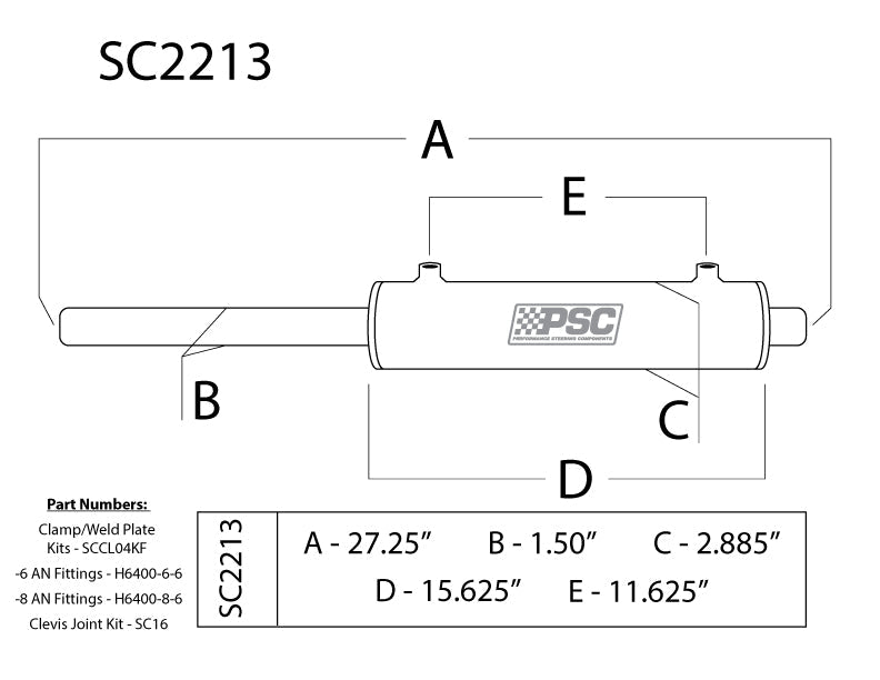 Double-Ended Full Hydraulic Steering Cylinders & Kits