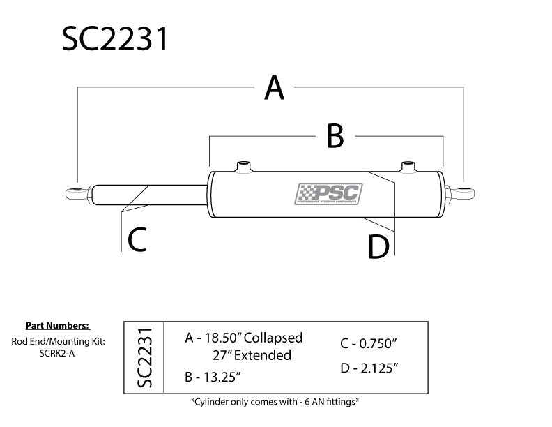 Single-Ended Cylinder Assist® Steering Cylinders & Kits