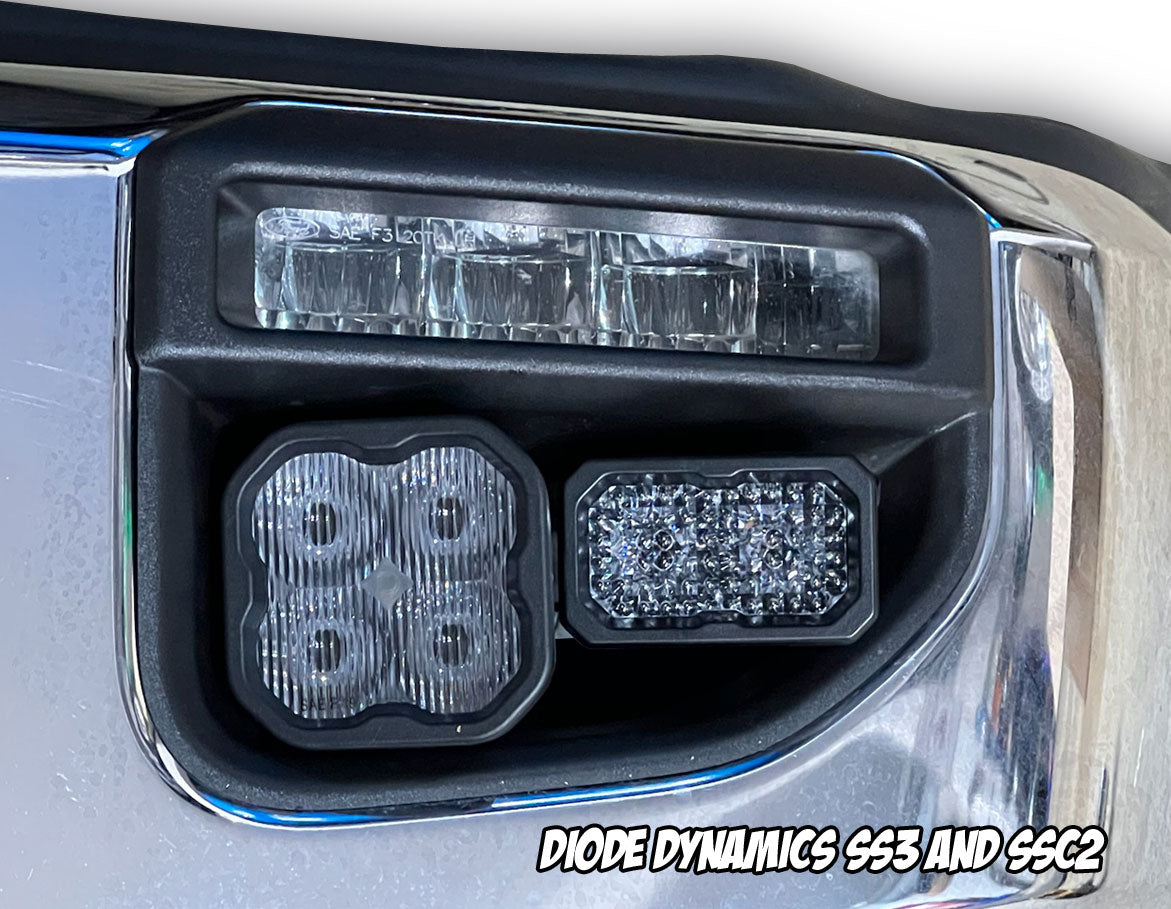 KD Fabworks 2020-2022 Ford Super Duty F-250/F-350 Dual Light Mount WITH OEM LED Foglights FOR DIODE DYNAMICS