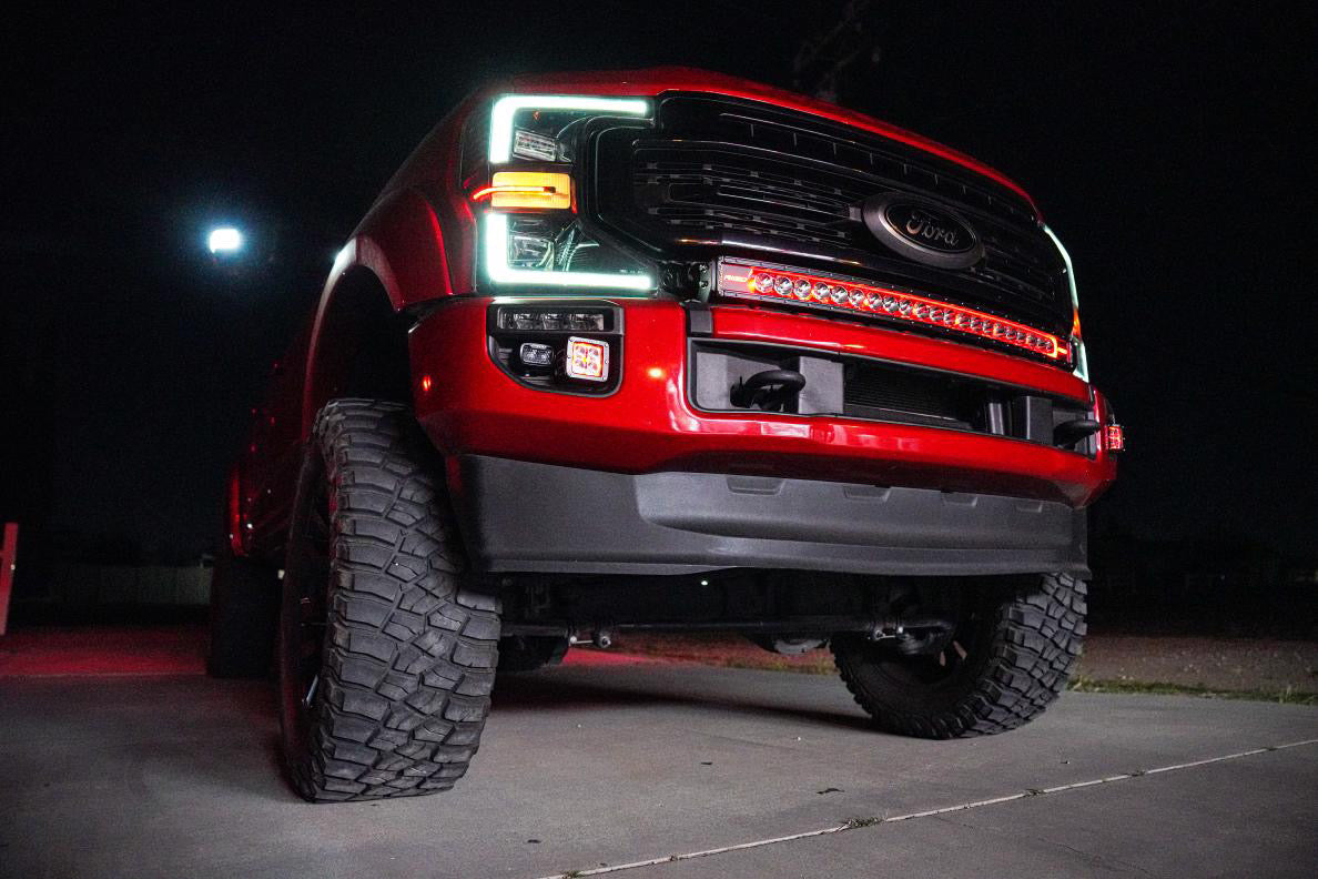 KD Fabworks 2020-2022 Ford Super Duty F-250/F-350 Dual Light Mount WITH OEM LED Foglights FOR RIGID