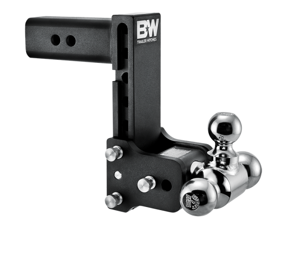 BW Tow & Stow Ball Mount | 2 1/2" Shank, 7" Drop, Black Powdercoat, 1-7/8",2",2-5/16" Config., With Locking Pin