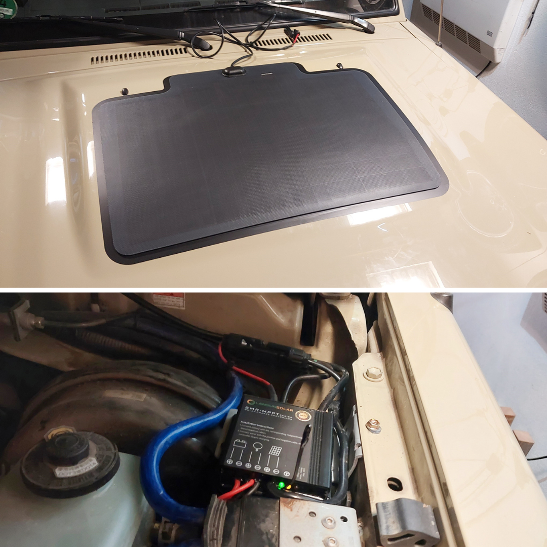 Toyota Land Cruiser 70 Series GRJ78 Lensun 60W Bonnet Solar Panel