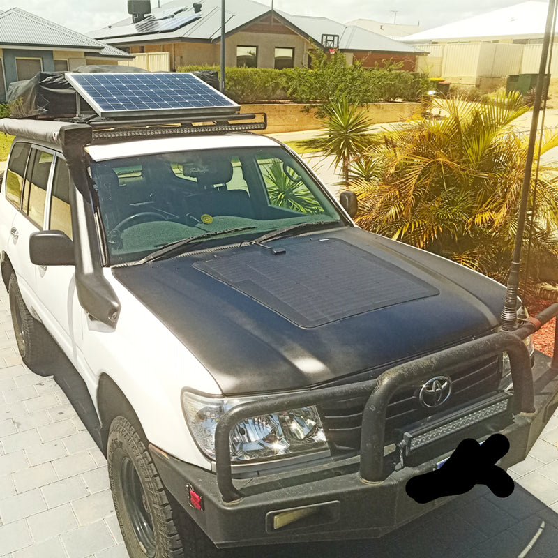 Toyota LandCruiser 100 Series J100 Lensun 100W Hood Flexible Solar Panel-3