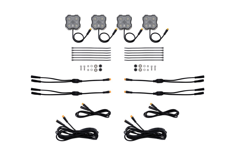 Diode Dyamics Rock Light - Red/White - M8 Add-On 4-Pack