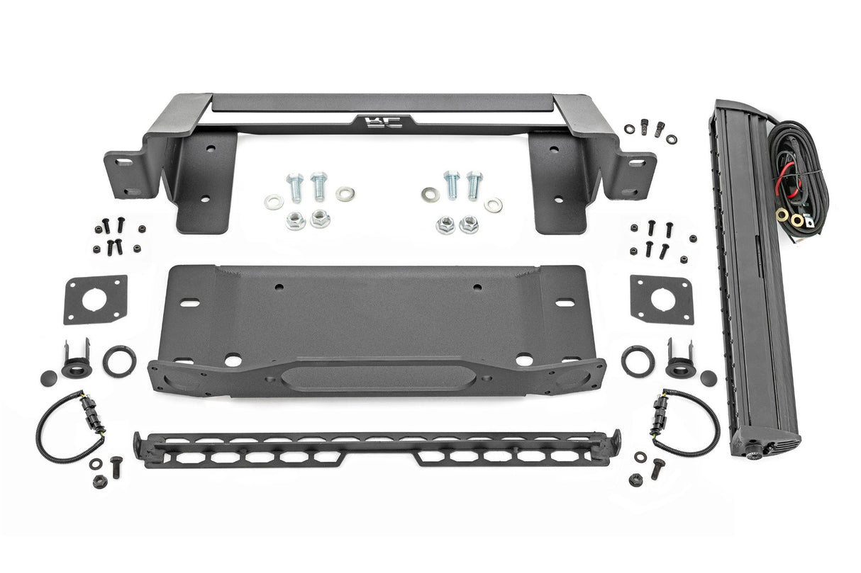 High Winch Mount | All Models | 20 Inch Black Single Row LED | Ford Bronco (21-25)