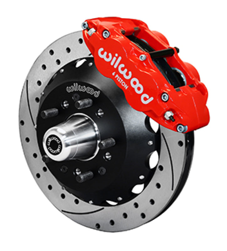 Wilwood 65-68 Chevy Impala W/ Drum Spindle- FNSL6R - 12.88 in VentedGT Rotor Drilled Red